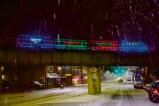 The train bridge is lit up in Palmerton. LYNN SHUPP/SPECIAL TO THE TIMES NEWS