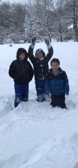 Brothers Mark, Matthew and Max Dematto  enjoying the big snow fall  in Summit Hill. Photo from Trish Dematto