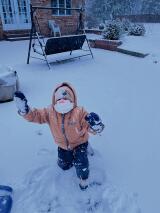 5-year-old Jaxon Gower enjoyed playing in the snow Saturday afternoon. He wants to build a really big snowman when there’s more snow accumulated. STACI GOWER PHOTO