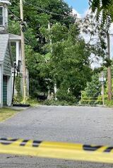 A portion of East Snyder Avenue in Lansford remained closed Thursday morning after a tree came down on wires. KELLY MONITZ SOCHA