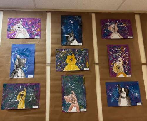Students’ artwork on display at Sheckler Elementary School