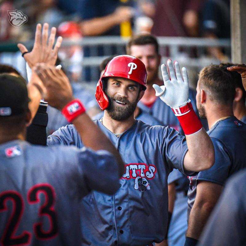 Watch: Bryce Harper hits two homers during rehab assignment for broken  thumb - CBS Philadelphia