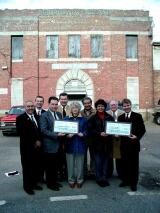 2002: Attending a dual check presentation in Lansford recently are, front from the left: Dennis J. DeMara, heritage parks supervisor for the Dept. of Conservation and Natural Resources; Rep. Keith McCall, presenting the check to Lansford Borough Council President Rosemary Cannon; Garofalo accepting the second check from Rep. David Argall. Second row: from left, Leon G. Kucewicz, aid to Sen. Raphael J. Musto; Allen Sachse, executive director of the D&amp;L Corridor; Bill Mineo, trail manager for the D&amp;L; and Richard Forgay, executive director of the Carbon Schuylkill Industrial Development Corporation.