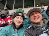 Left: Ashton Wentz, left, and his dad Chris Wentz of Franklin Township attend every home Eagles game. They are shown here on Sunday.